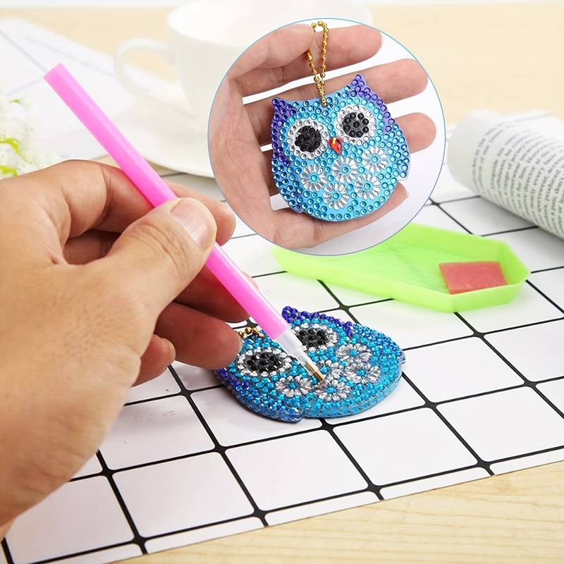 10pcs Artificial Diamond Painting Keychains Diamond Art Keychains Double  Sided DIY Full Diamond Painting Key Chains For Crafts Mosaic Painting Keycha